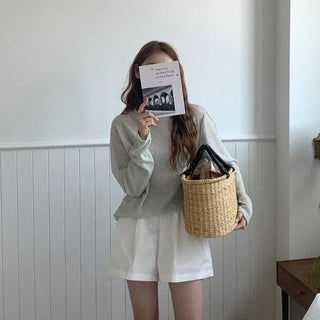 See-through linen long-sleeved T-shirt