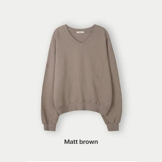 (6 colors) Slim Slit Pattern V-Neck Sweatshirt