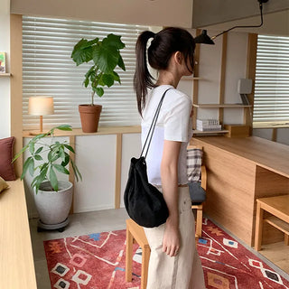 Suede bucket bag