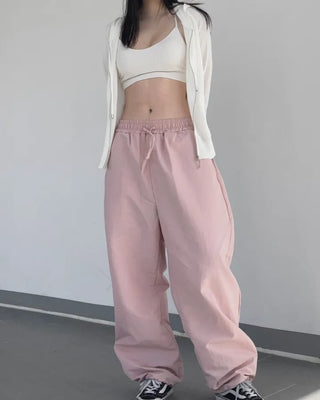 Nylon Two-way String Wide Jogger Pants