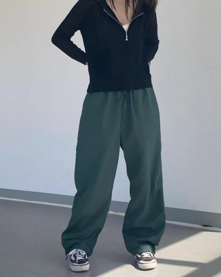 Nylon Two-way String Wide Jogger Pants