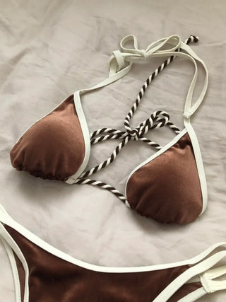 Velvet bikini underboob bikini terry bikini micro bikini strap bikini