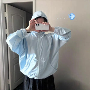 Drawstring Hooded Windbreaker Jumper