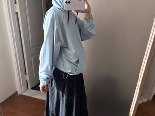 Drawstring Hooded Windbreaker Jumper