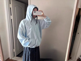 Drawstring Hooded Windbreaker Jumper