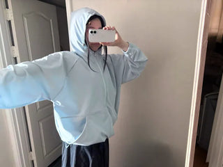 Drawstring Hooded Windbreaker Jumper