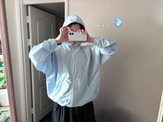 Drawstring Hooded Windbreaker Jumper