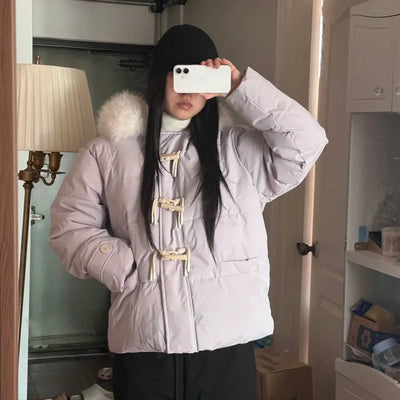 Fur Oversized Short Duffle Padded Field Jacket