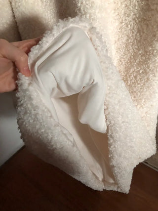 Curly boucle puff short-sleeve mini dress