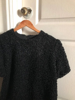 Curly boucle puff short-sleeve mini dress