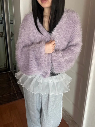 Winged Cardigan Boucle Fur Cardigan Bolero