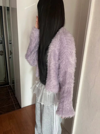 Winged Cardigan Boucle Fur Cardigan Bolero