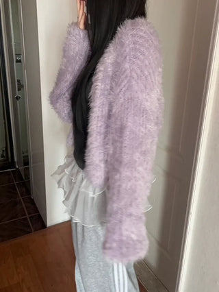 Winged Cardigan Boucle Fur Cardigan Bolero