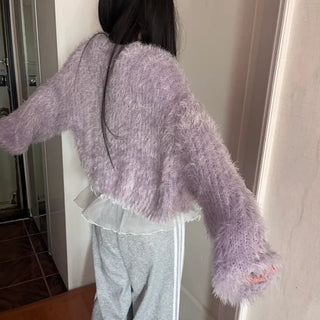 Winged Cardigan Boucle Fur Cardigan Bolero