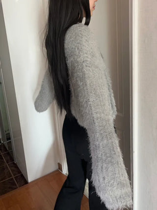 Winged Cardigan Boucle Fur Cardigan Bolero