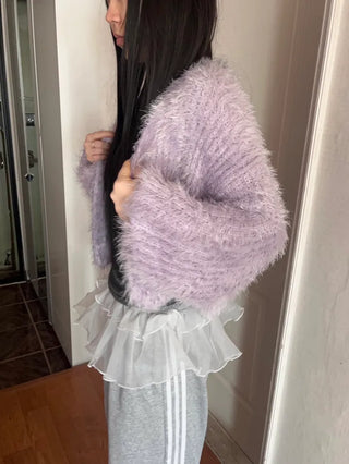 Winged Cardigan Boucle Fur Cardigan Bolero