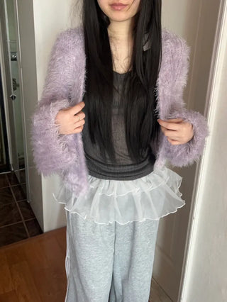 Winged Cardigan Boucle Fur Cardigan Bolero