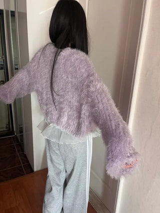 Winged Cardigan Boucle Fur Cardigan Bolero