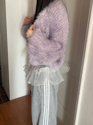 Winged Cardigan Boucle Fur Cardigan Bolero