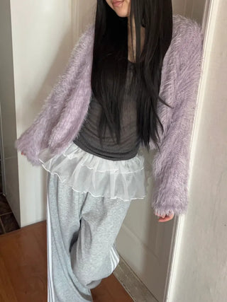 Winged Cardigan Boucle Fur Cardigan Bolero