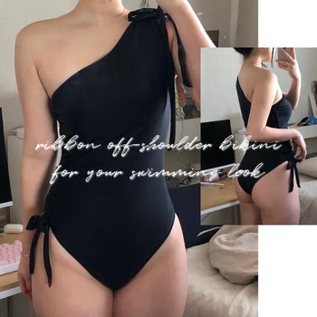 One-shoulder off-shoulder monokini body-covering swimwear resort swimwear