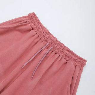 Star Print Washed Wide Drawstring Training Pants