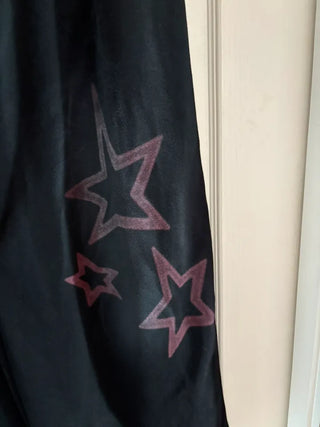 Star Print Washed Wide Drawstring Training Pants