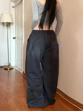 Star Print Washed Wide Drawstring Training Pants