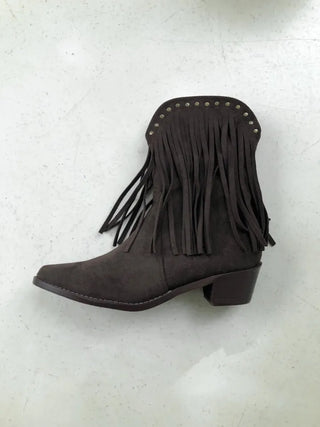 Fringe boots tassel ankle shorts