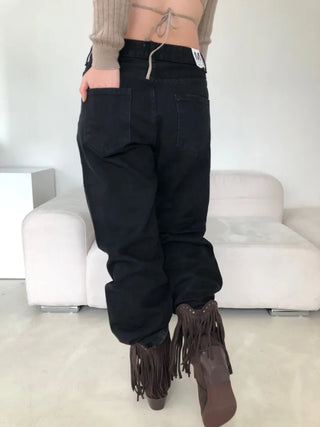 Fringe boots tassel ankle shorts