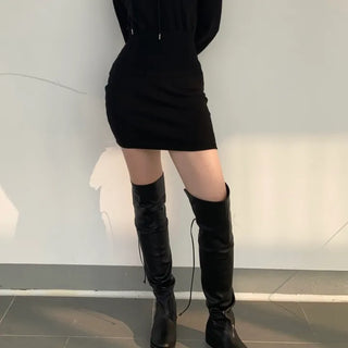 Two-way Leather Strap Knee-High Wide-Legged Long Boots
