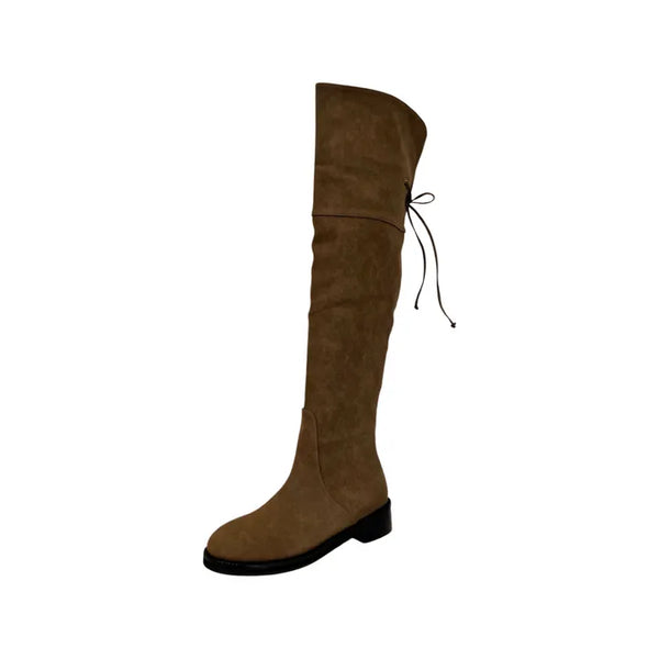 Two-way Leather Strap Knee-High Wide-Legged Long Boots