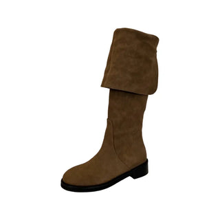 Two-way Leather Strap Knee-High Wide-Legged Long Boots