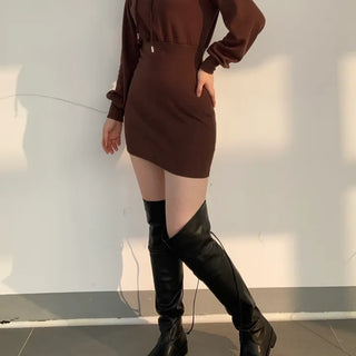 Two-way Leather Strap Knee-High Wide-Legged Long Boots