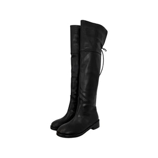 Two-way Leather Strap Knee-High Wide-Legged Long Boots