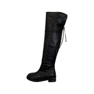 Two-way Leather Strap Knee-High Wide-Legged Long Boots