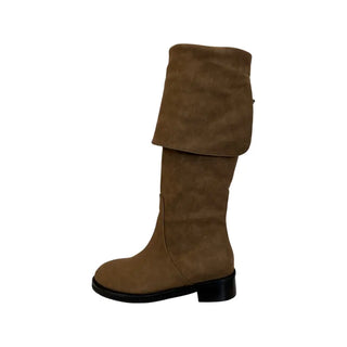 Two-way Leather Strap Knee-High Wide-Legged Long Boots