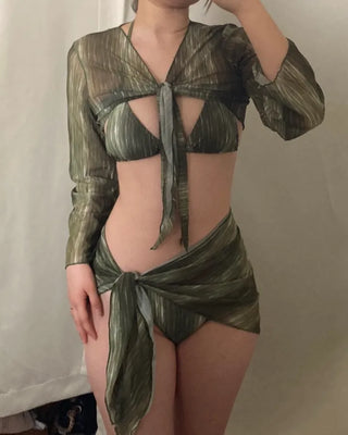 Water-dyed Cover-up Piece Bikini Set