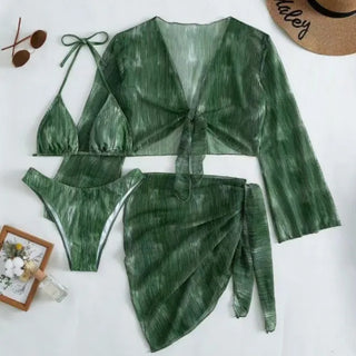Water-dyed Cover-up Piece Bikini Set