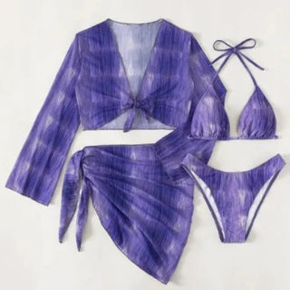Water-dyed Cover-up Piece Bikini Set