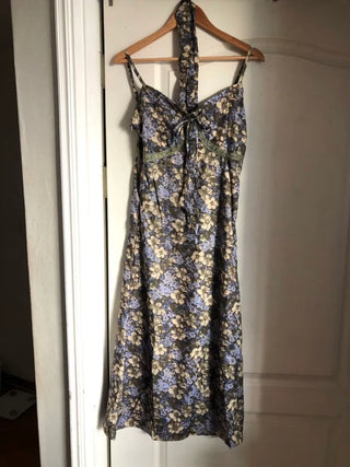 Floral lace bustier layered sleeveless long dress