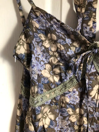 Floral lace bustier layered sleeveless long dress