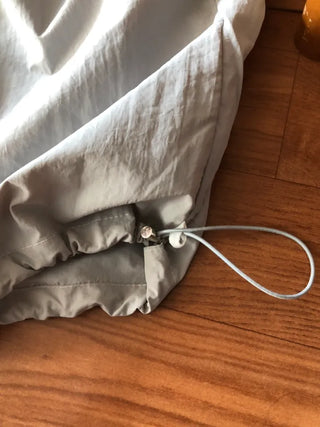 Lettering Nylon Elastic Wide String Pants