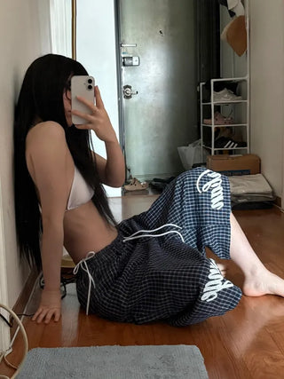 Check Bermuda Oversized Shorts  Half Pants