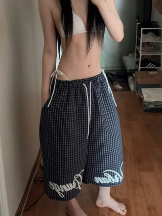 Check Bermuda Oversized Shorts  Half Pants