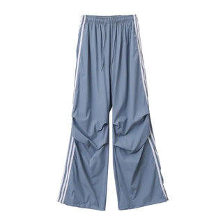 Nylon Three-Stripe Taping Wide Training String Pants
