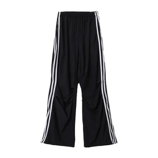 Nylon Three-Stripe Taping Wide Training String Pants