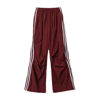 Nylon Three-Stripe Taping Wide Training String Pants