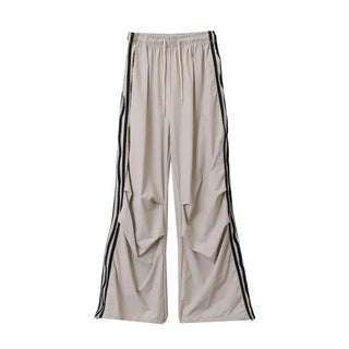 Nylon Three-Stripe Taping Wide Training String Pants