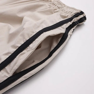 Nylon Three-Stripe Taping Wide Training String Pants